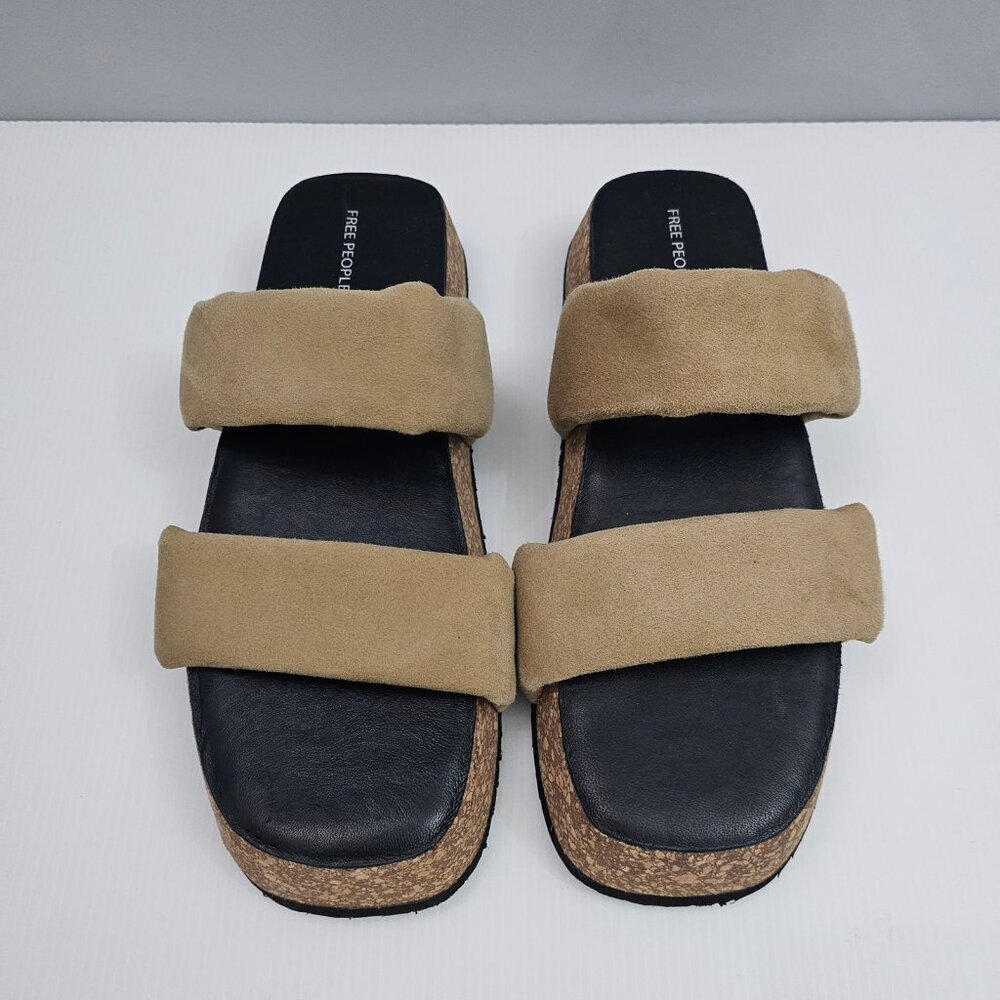 Free People Fairmount Sandal Womens 10 Taupe Tan Suede Cork Platform Slide NEW - Picture 4 of 13